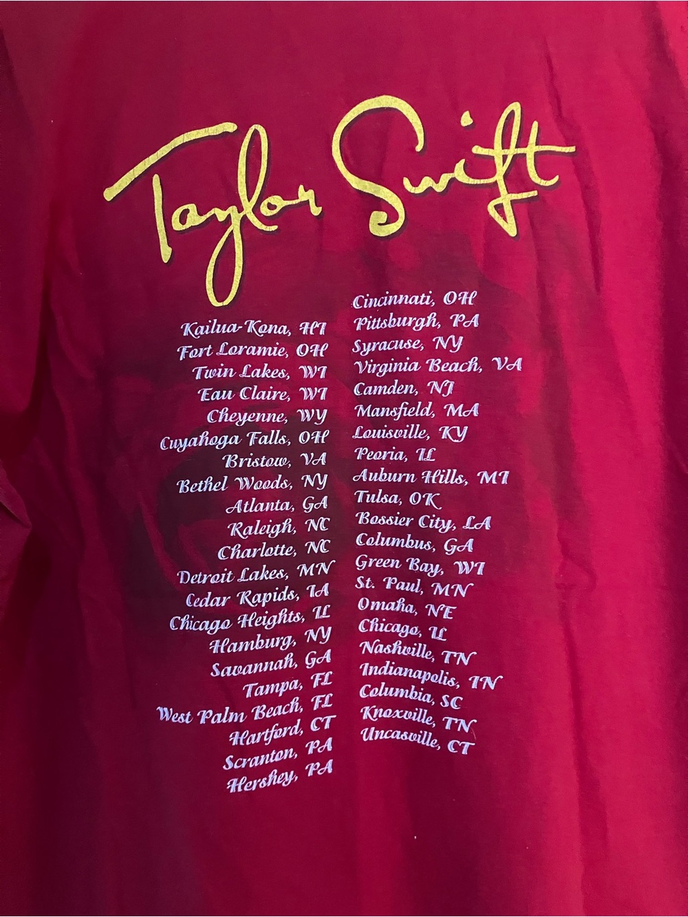Taylor Swift 2008 Concert Graphic T-Shirt Lrg Short Sleeves Red w Taylor's Image - Picture 6 of 6